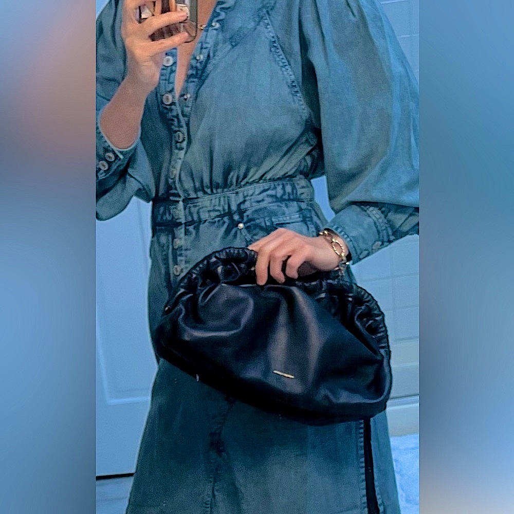 Mansur Gravriel lambskin cloud oversized clutch in deep navy